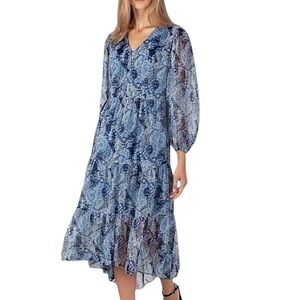 Joie Limited Edition Print Maxi Dress Size Large Blue Parisian Paisley Boho